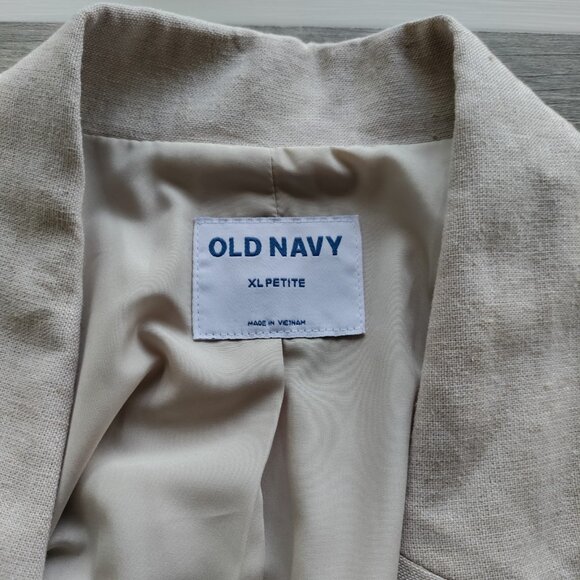 Old‎ Navy Double Breasted Beige Linen Blend Blazer Size XL Petite New - Picture 3 of 9